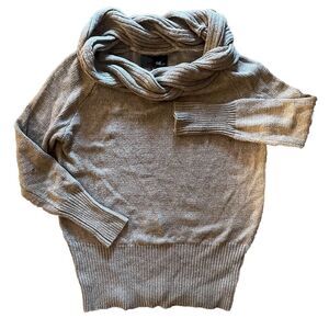 Fate by LFD Sweater Women Medium Taupe Braided Cowl Neck Angora Quiet Luxury